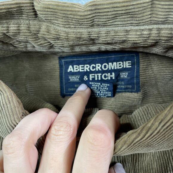 Y2K Abercrombie & Fitch Button Down Shirt Men M Corduroy Shacket Brown Oversized - Picture 5 of 11